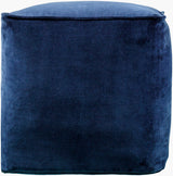 Cotton Velvet Pouf CVPF-019 in Midnight Blue, side profile