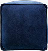 Cotton Velvet Pouf CVPF-019 in Midnight Blue, top detail