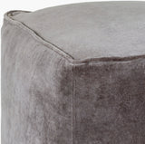 Cotton Velvet Pouf in grey, corner detail