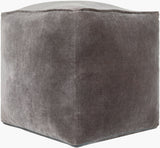 Cotton Velvet Pouf in grey, detail