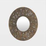 Ciliary Round Mirror in Antique Copper, close-up detail