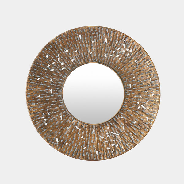 Ciliary Round Mirror in Antique Copper, product view