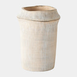 Frollo Ribbed Cement Vase in Natural, vase size, product view