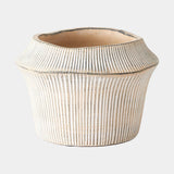Frollo Ribbed Cement Vase in Natural, pot size, product view