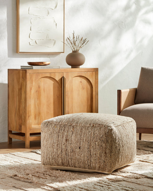 Derby Pouf DRPF-002 in brown, styled in a room