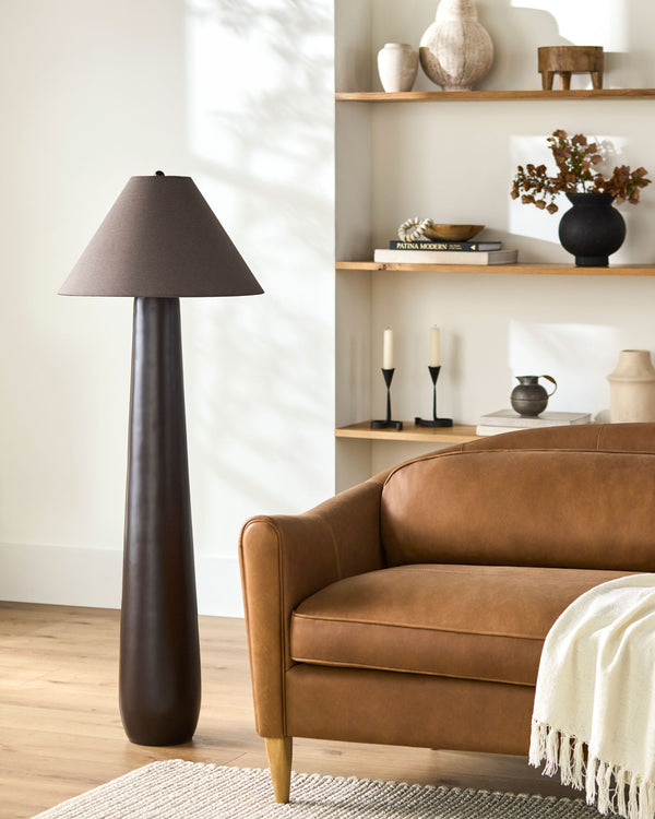 Dosso Accent Floor Lamp in dark brown, styled in a room