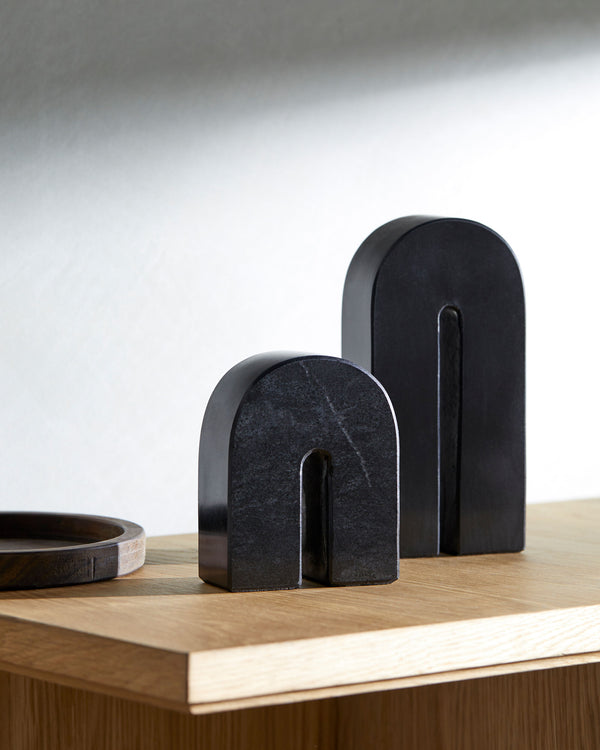 Calenzana Decorative Sculpture EAZ-001 in Black, styled in a room
