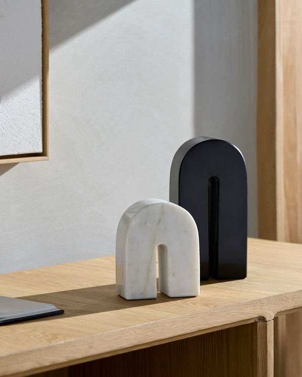 Calenzana Decorative Sculpture EAZ-002 in White, styled in a room