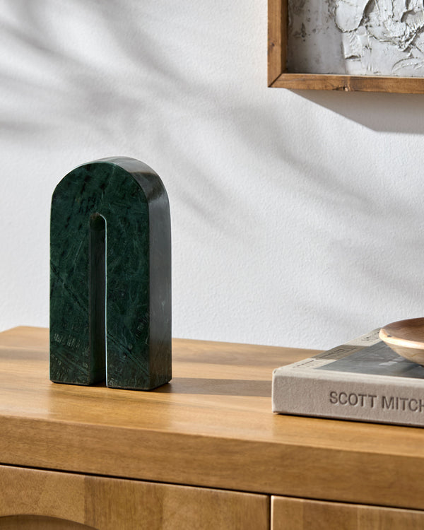 Calenzana Decorative Sculpture EAZ-003 in Green, styled in a room