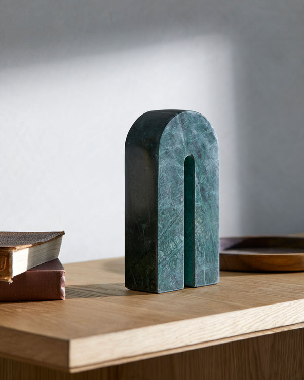 Calenzana Decorative Sculpture EAZ-006 in Green, styled in a room