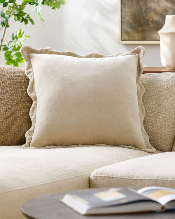 Effervescent Accent Pillow EFC-006 in Beige, styled in a room