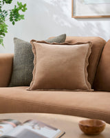 Effervescent Accent Pillow EFC-008 in Taupe, styled in a room