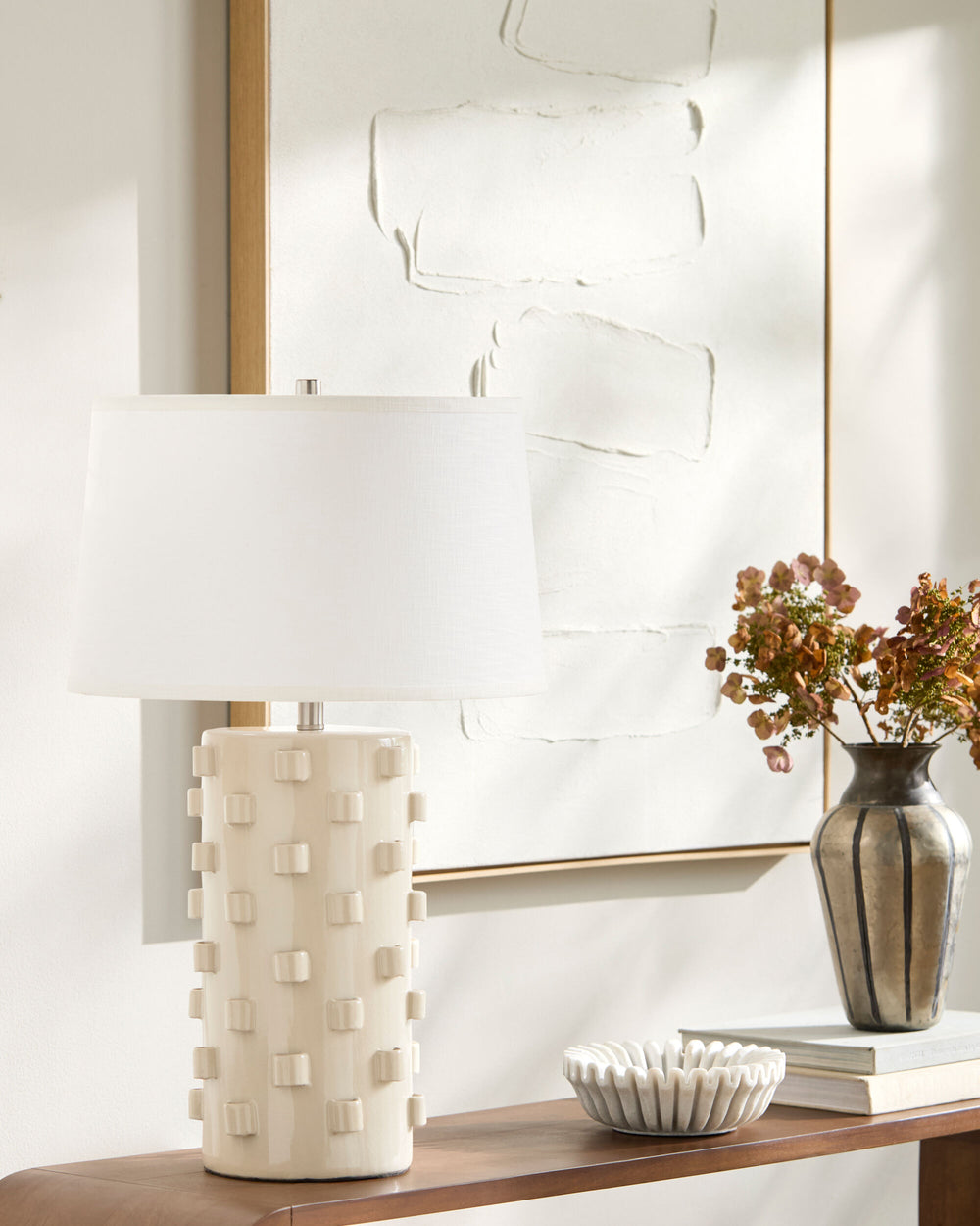 Fedje Accent Table Lamp, styled in a room