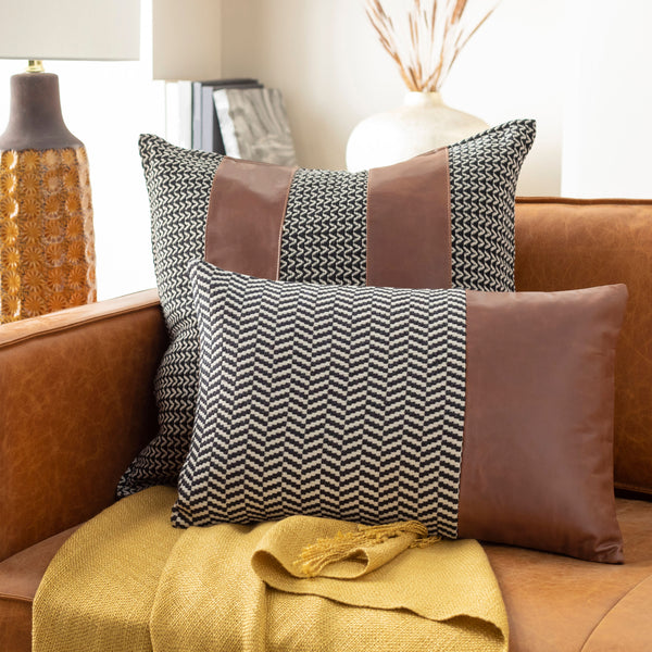 Fiona Lumbar Pillow FNA-002 in Black, styled in a room