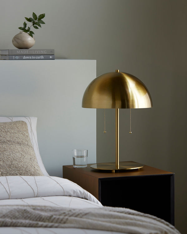 Fungiaire Accent Table Lamp in gold, styled in a room