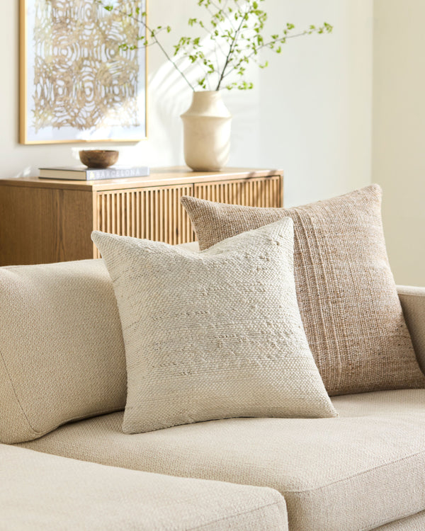 Chandler Accent Pillow GACH-002 in Ivory, styled in a room