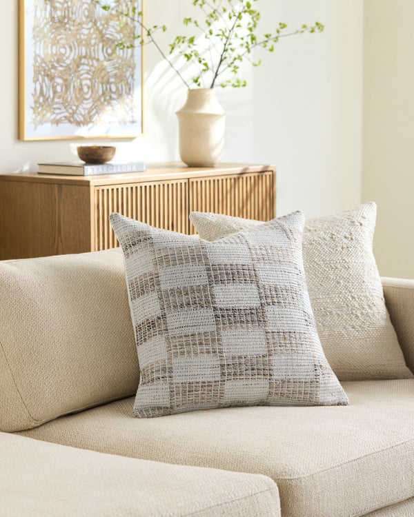 Katalina Accent Pillow GAKL-004 in Ivory, styled in a room