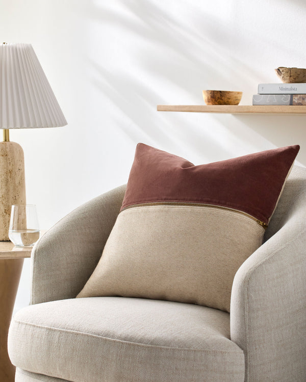 San Marco Accent Pillow GASN-001 in Chestnut, styled in a room