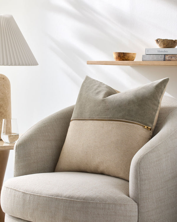 San Marco Accent Pillow GASN-002 in Taupe, styled in a room
