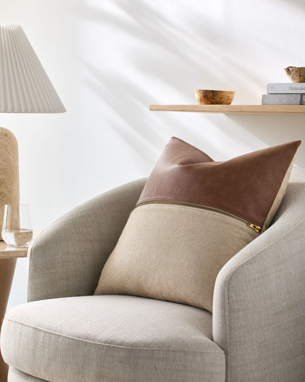 San Marco Accent Pillow GASN-004 in Tan, styled in a room