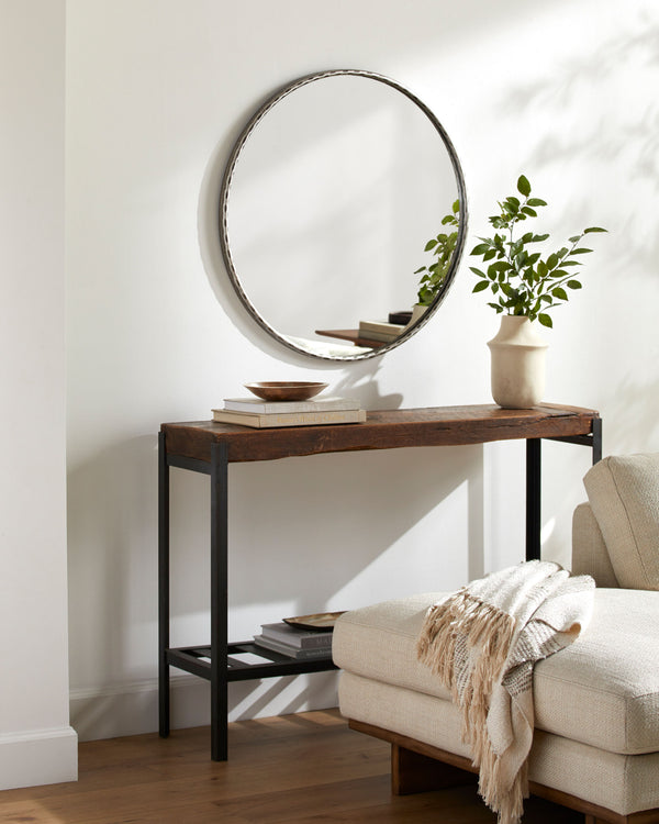 Georgine Accent Mirror GEI-001 in Silver Grey, styled in a room