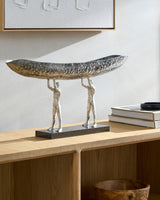 Homo Sapiens Decorative Bowl HOS-002 in Nickel, styled in a room