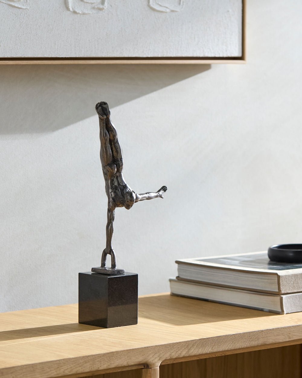 Homo Sapiens Decorative Sculpture HOS-003 in Silver, styled in a room