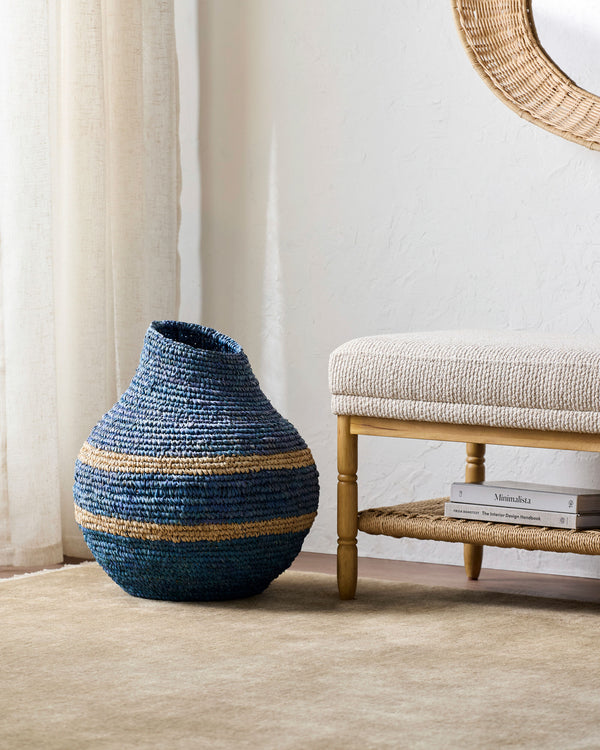 Ishani Basket ISHA-002 in Blue, styled in a room
