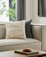 Jagged Accent Pillow JGG-001 in Cream, styled in a room