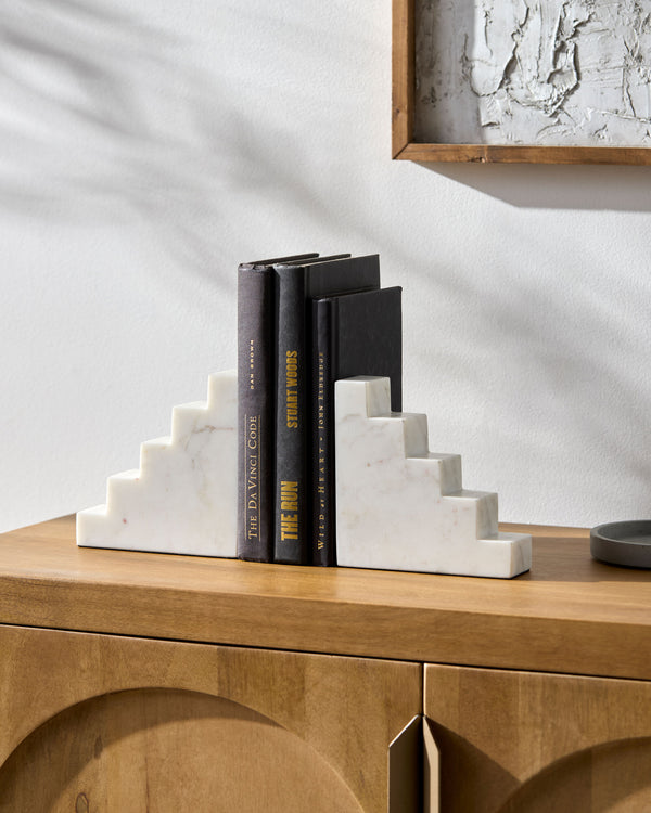 Jhalra Bookends JHL-002 in White, styled in a room