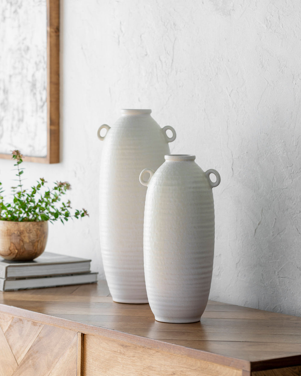 Kushan Vase KUH-001 in Cream, styled in a room