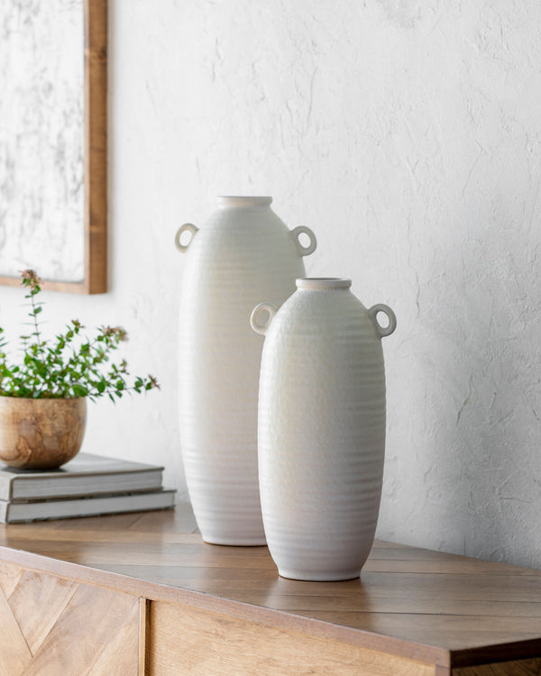 Kushan Vase KUH-001 in Cream, styled in a room