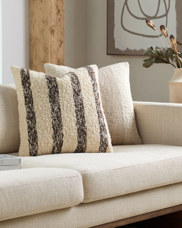 Kavre Accent Pillow KVRE-002 in Ivory, styled in a room