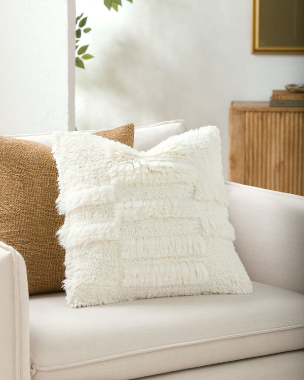 Lizzano Accent Pillow LIZ-001 in Ivory, styled in a room