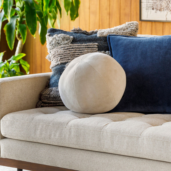 Bola Accent Pillow LOB-001 in ivory, styled in a room