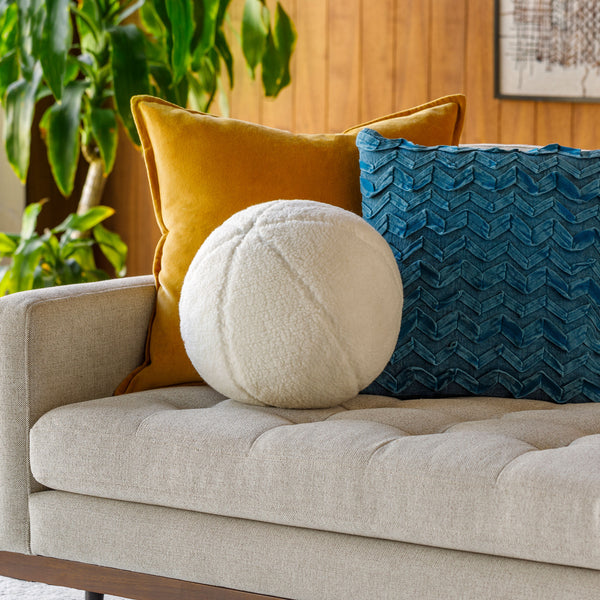 Bola Accent Pillow LOB-004 in White, styled in a room