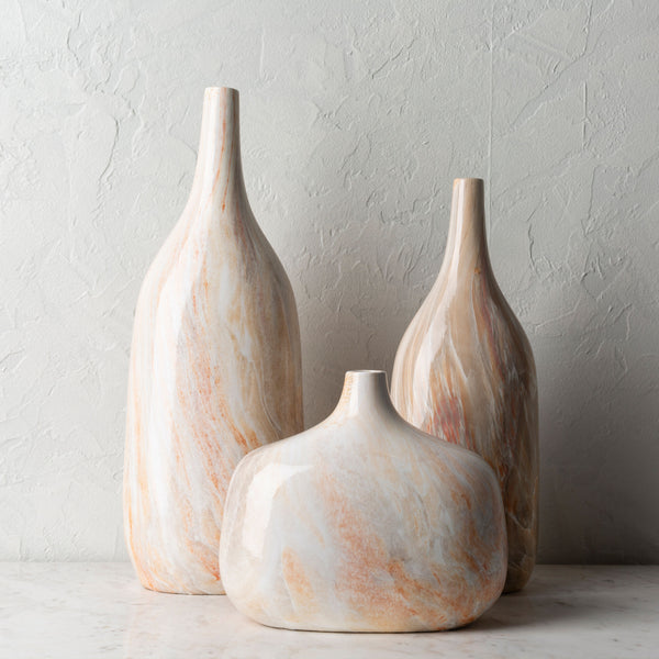 Marble Vase MBL-002 in White, styled in a room