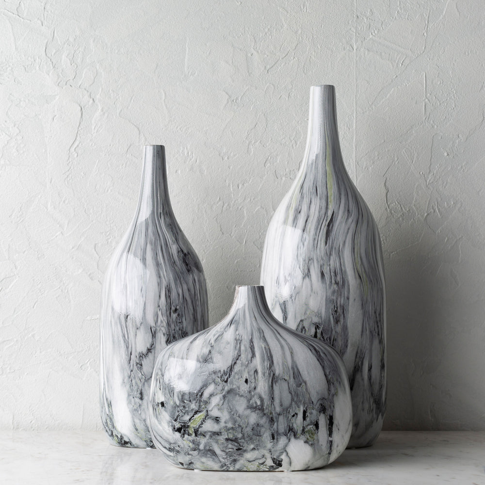 Marble Vase MBL-003 in Grey, styled in a room