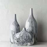 Marble Vase MBL-003 in Grey, styled in a room