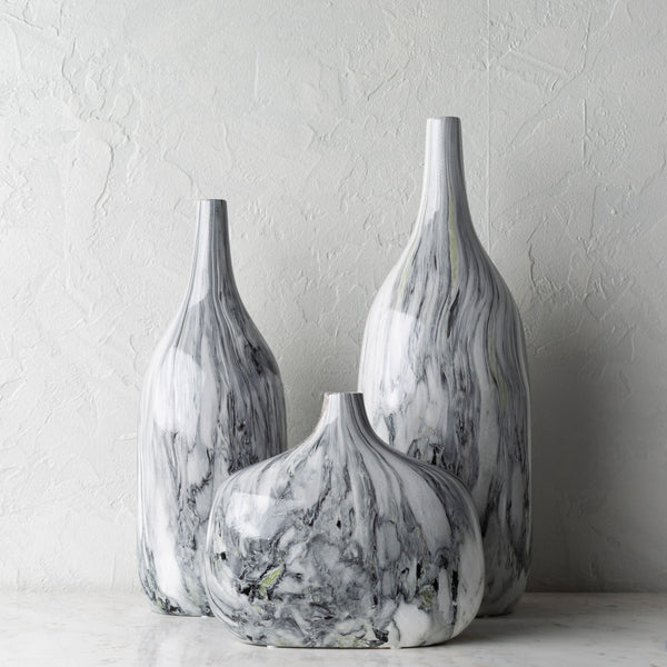 Marble Vase MBL-003 in Grey, styled in a room