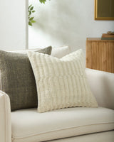 Monacizzo Accent Pillow MCZ-002 in Ecru, styled in a room