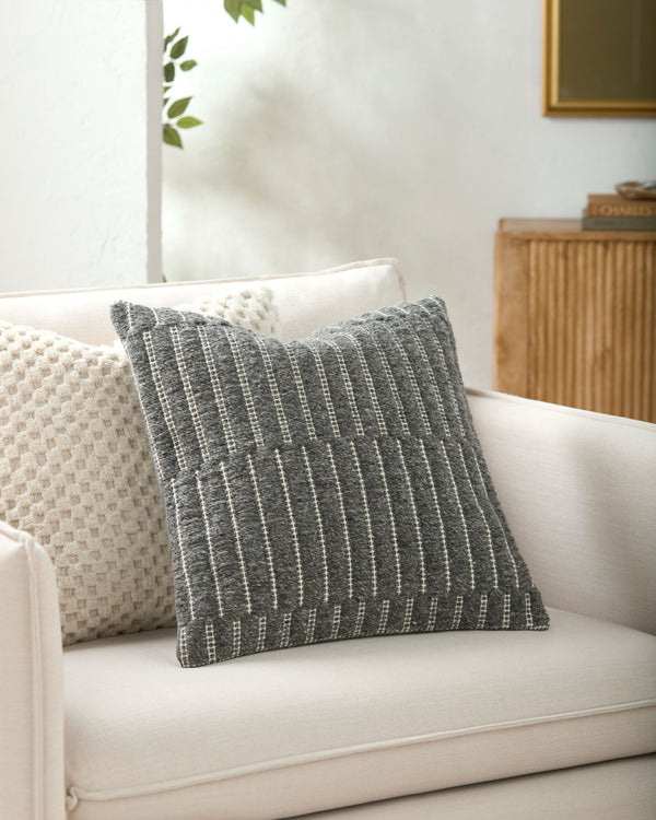 Monacizzo Accent Pillow MCZ-003 in Charcoal, styled in a room