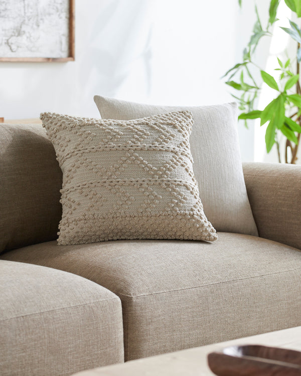 Merdo Accent Pillow MDO-001 in White, styled in a room