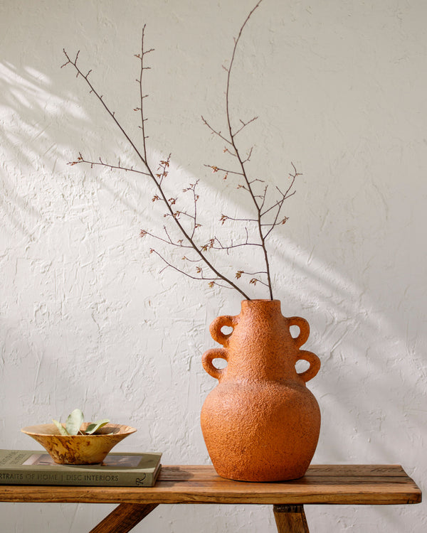 Mohen Vase MOH-001 in Terracotta, styled in a room