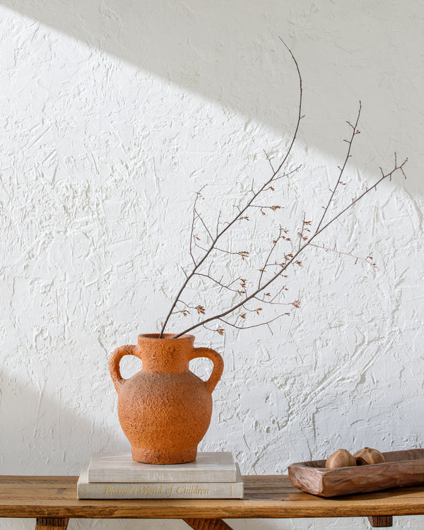 Mohen Vase MOH-002 in Terracotta, styled in a room