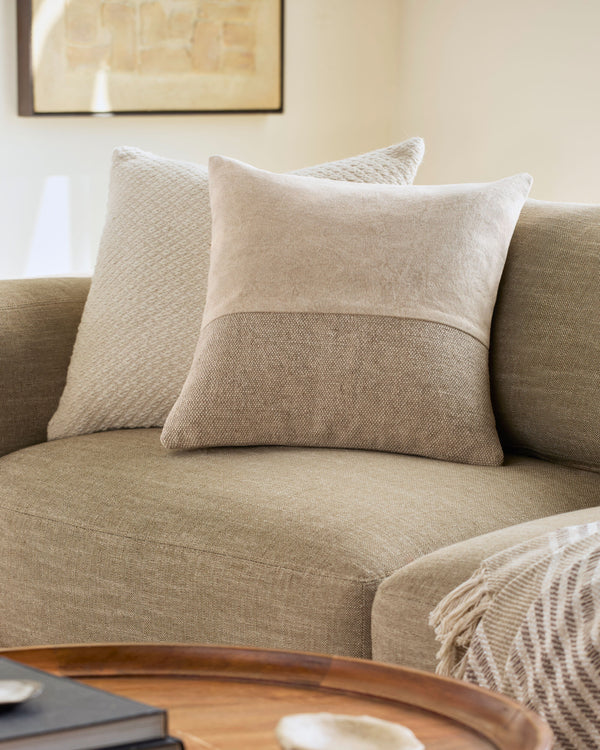 Narbonne Accent Pillow NBN-002 in Beige, styled in a room