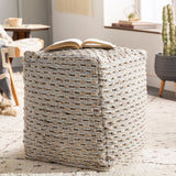 Lanier Pouf in light beige, styled in a room
