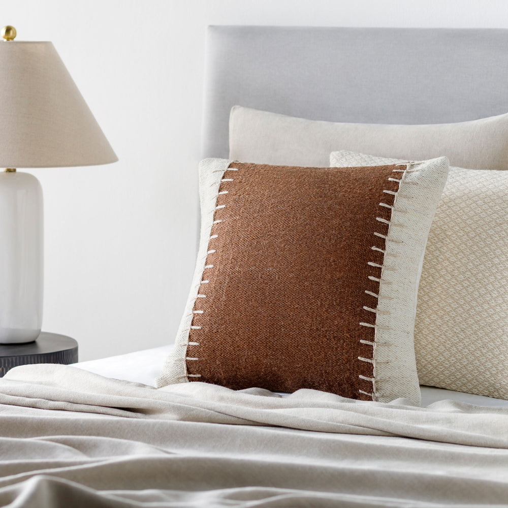 Niko Accent Pillow NKO-003 in Dark Brown, styled in a room