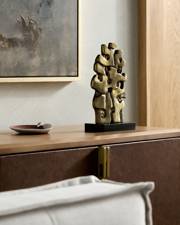 Vines Decorative Sculpture NVI-001 in Gold, styled in a room