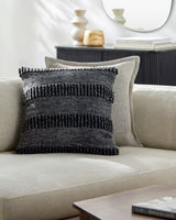 Nysa Accent Pillow NYS-004 in Charcoal, styled in a room